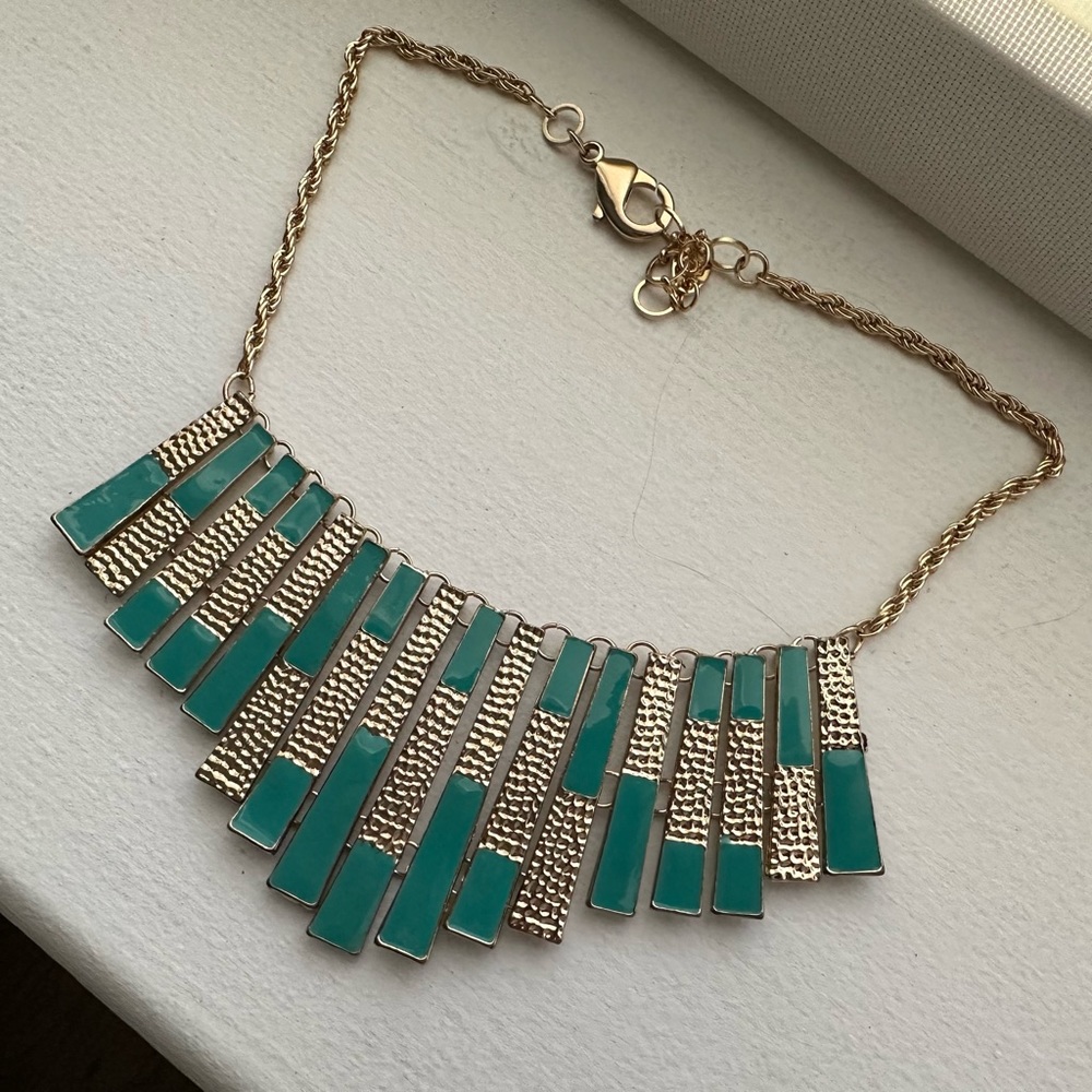 Turquoise and Gold Statement Necklace